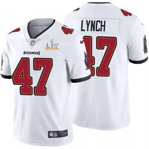Men Tampa Bay Buccaneers #47 John Lynch Nike White Super Bowl LV Limited NFL Jersey